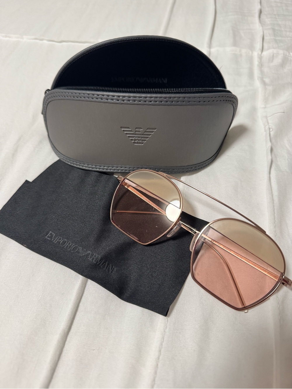 Emporio Armani Women's Rose Gold Frame Sunglasses with Pink Gradient Lenses